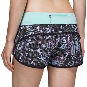 Lululemon Run Speed Short 4 Way Stretch Floral Sport/ Tranquil Blue Multi Sz 10